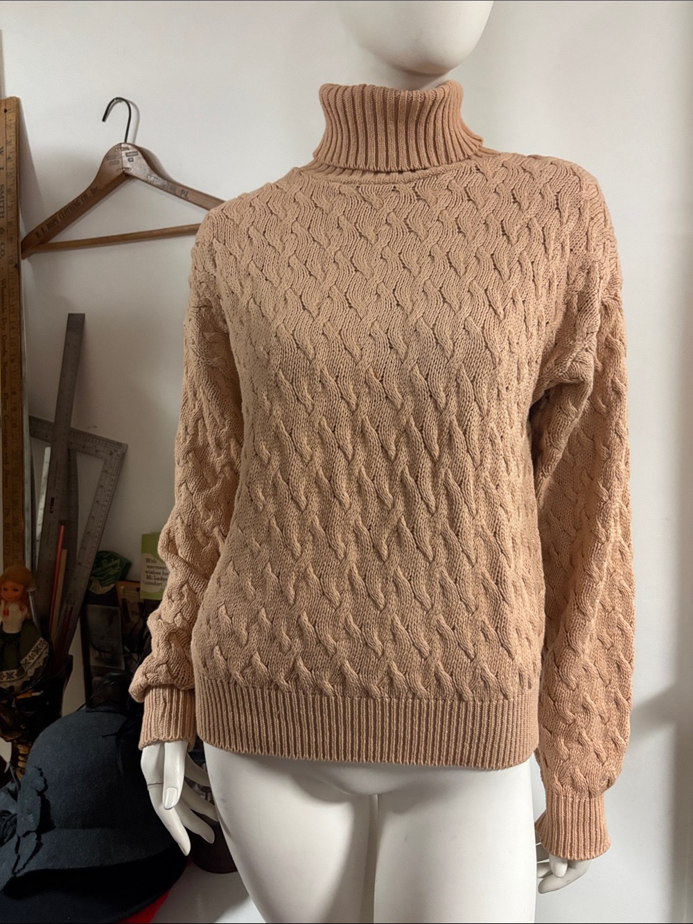 Woodward Cotton Turtleneck Cable Knit Sweater
